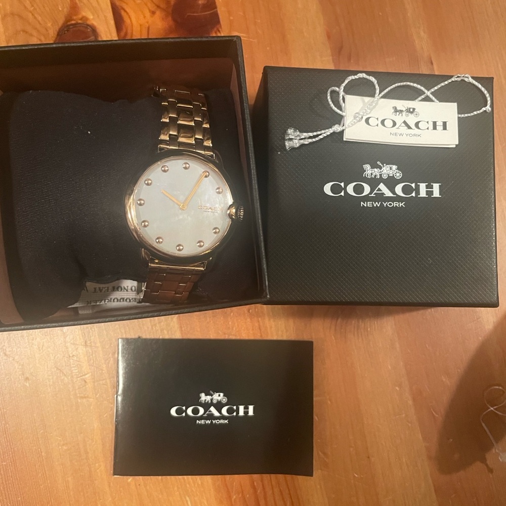 Coach Gold-Tone Watch with White Dial